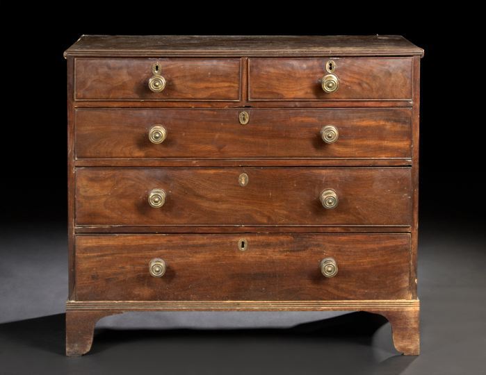 Appraisal: George III Mahogany Five-Drawer Chest ca the top with an