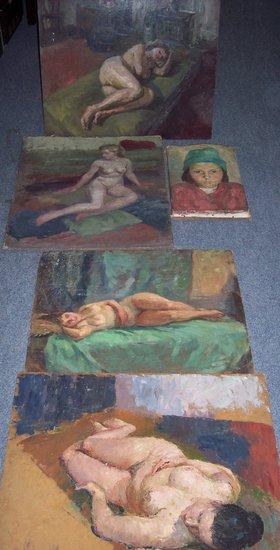 Appraisal: th CenturyStudy of a sleeping nudeoil on board cm x