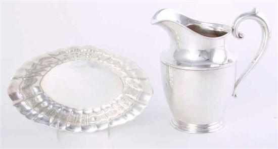 Appraisal: American sterling bread tray and water pitcher Reed Barton bread