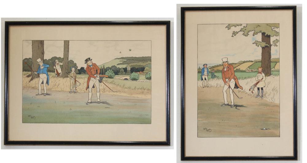 Appraisal: HARRY ELIOTT France - two golf stencil prints signed in