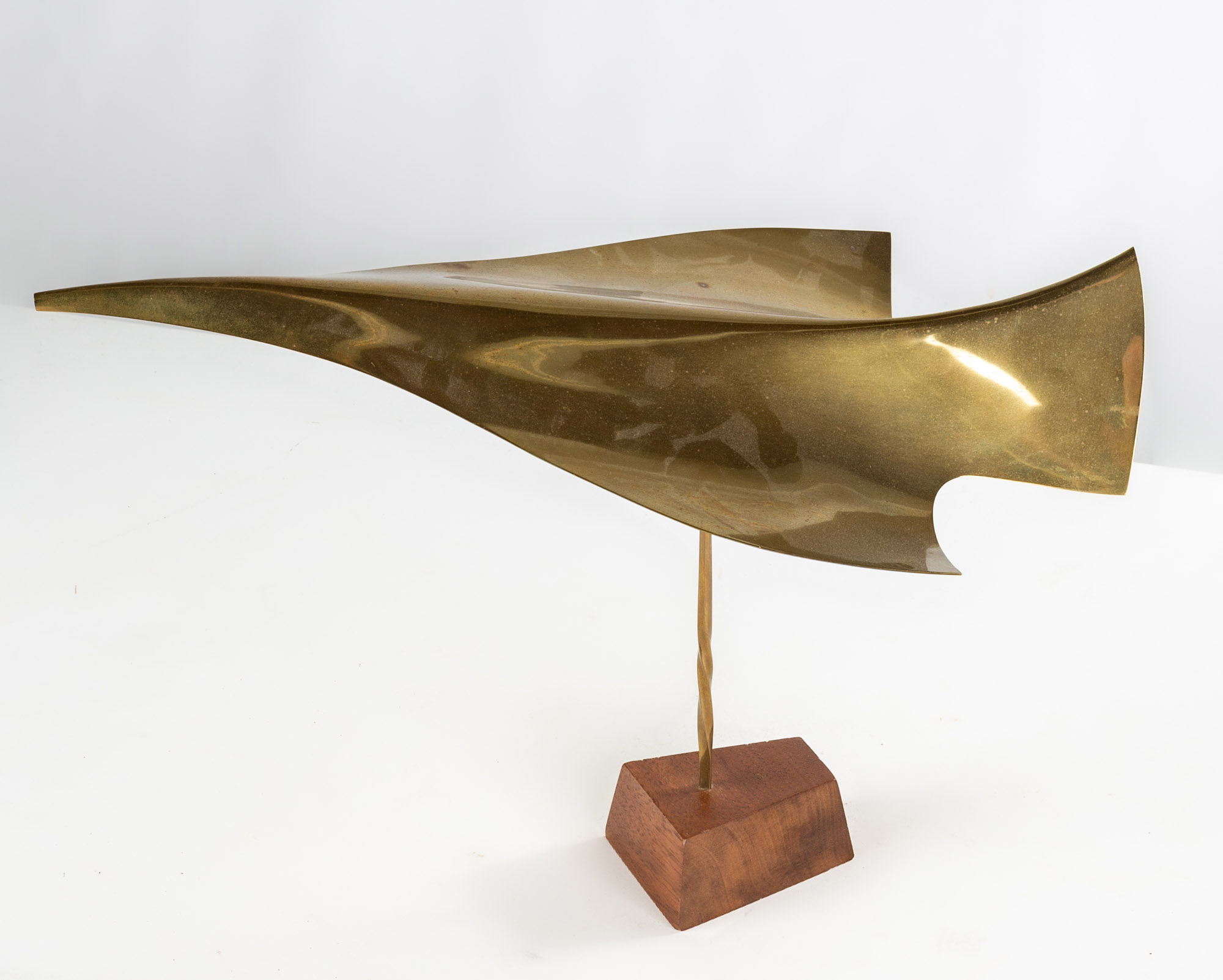 Appraisal: HANS CHRISTENSEN HAMMERED BRASS MODERN SCULPTURE Impressed with 'HC' makers