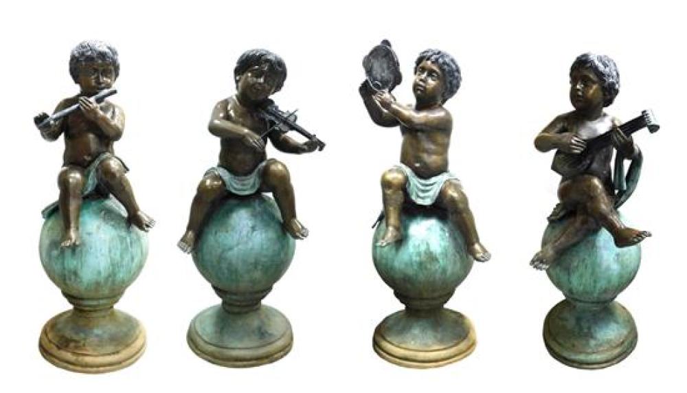 Appraisal: GARDEN Leonardo Rossi th C four metal sculptures of cherub