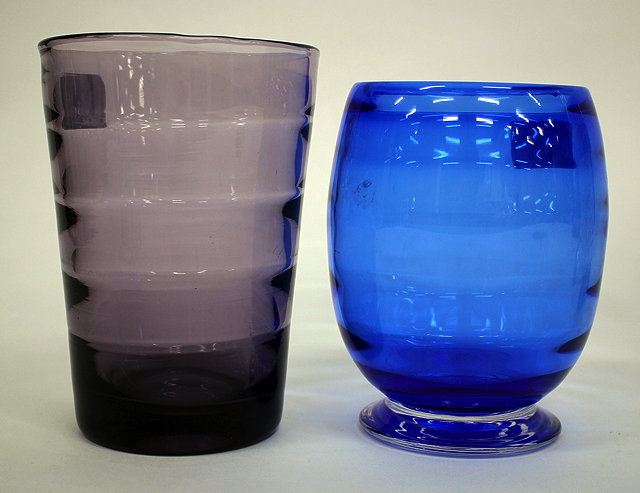 Appraisal: A STEVENS AND WILLIAMS BLUE OVOID GLASS VASE with ribs