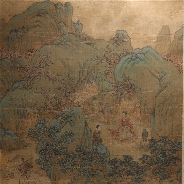 Appraisal: Antique Chinese Qing dynasty painting on silk depicting seated scholar