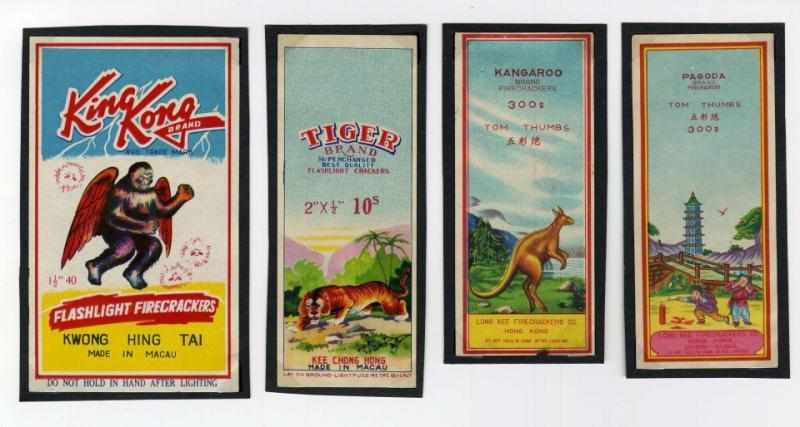 Appraisal: Lot of Firecracker Labels Includes Tiger -pack King Kong -pack