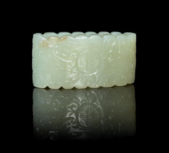 Appraisal: Sale Lot A Carved Jade Sword Slide the celadon stone