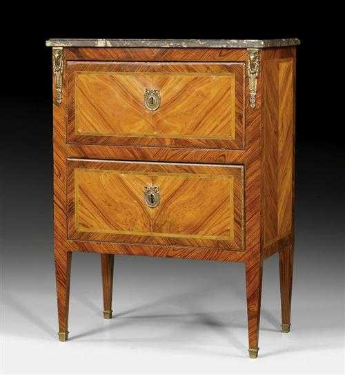 Appraisal: CHEST OF DRAWERS Louis XVI France circa Tulipwood and rosewood