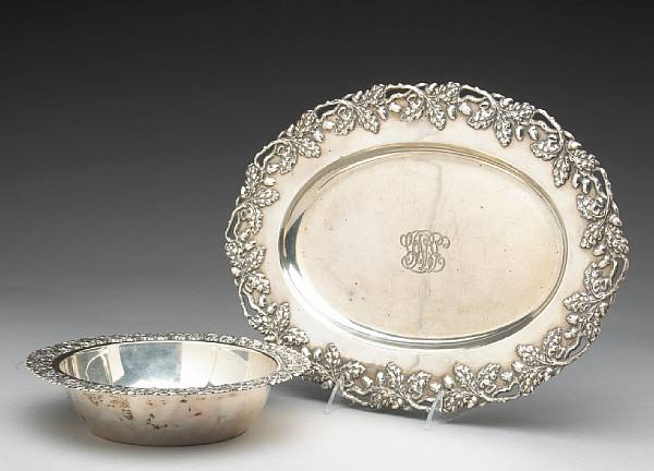 Appraisal: A sterling set platter and open vegetable dishShreve amp Co