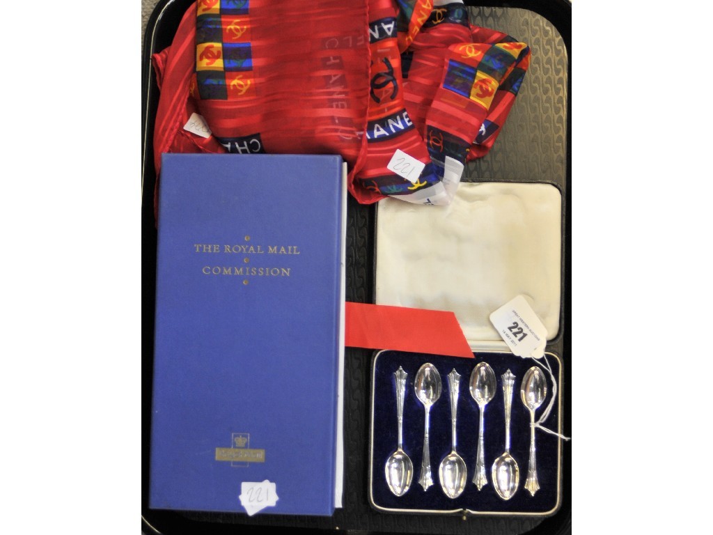 Appraisal: Lot comprising cased silver spoons Royal Mail tie and pin