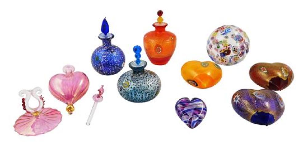 Appraisal: ART GLASS Nine pieces of Venetian and handblown glass some