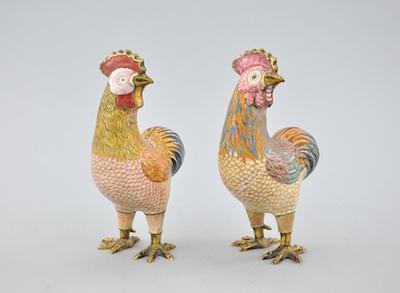 Appraisal: A Pair of Chinese Export Roosters Each standing approx -