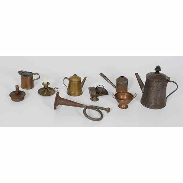 Appraisal: Child's Copper and Tin Accessories A group of miniature copper