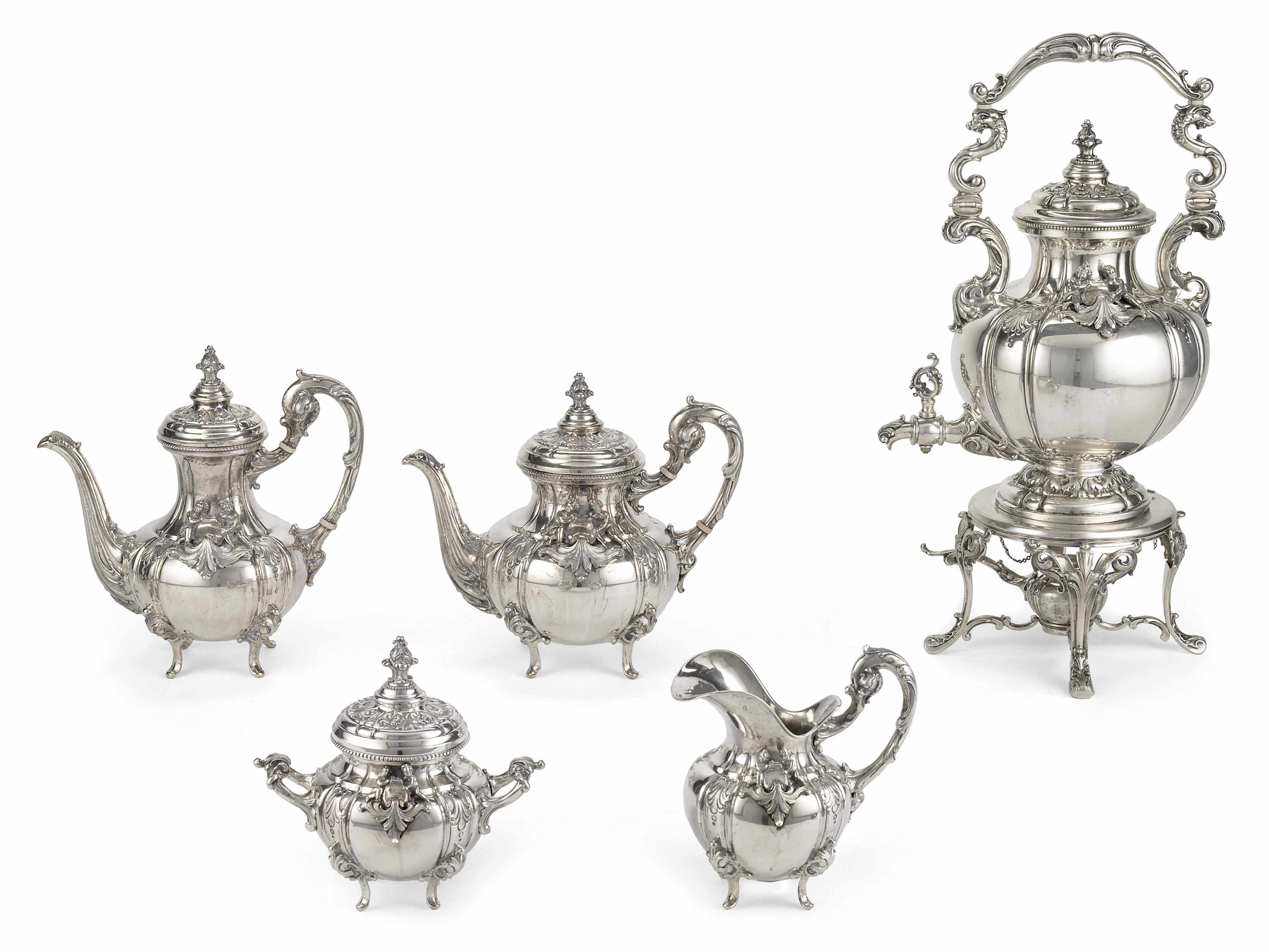 Appraisal: An Italian hand wrought standard silver five piece tea and