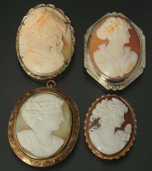 Appraisal: Lot of Antique Cameo Pins Description Includes two marked K