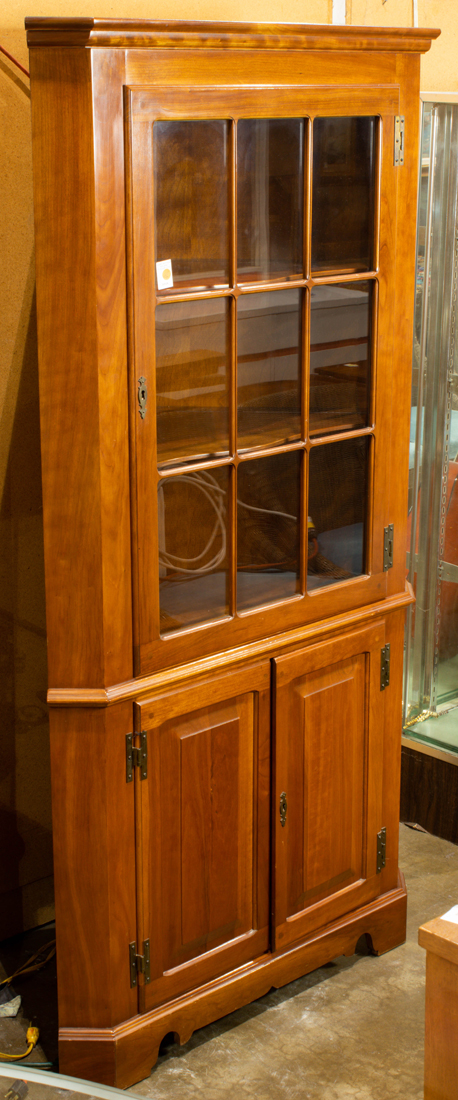 Appraisal: CHIPPENDALE STYLE CORNER CUPBOARD TEH SUPERSTRUCTURE WITH A GLASS DOOR