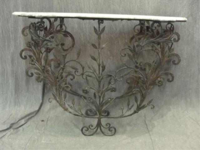 Appraisal: Art Deco Marbletop and Iron Console In the style of