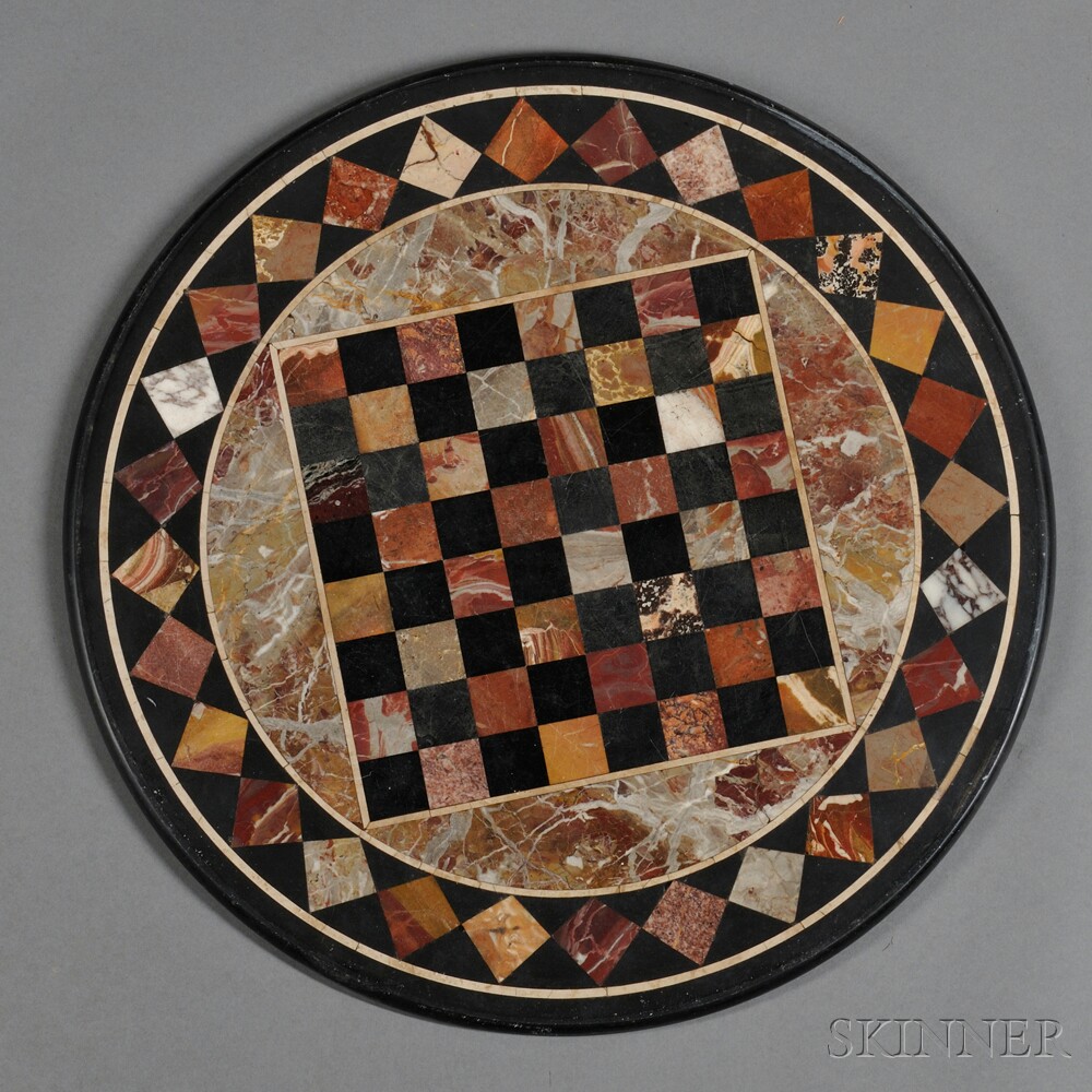 Appraisal: Continental Specimen Marble Pietra Dura Game Board th century on