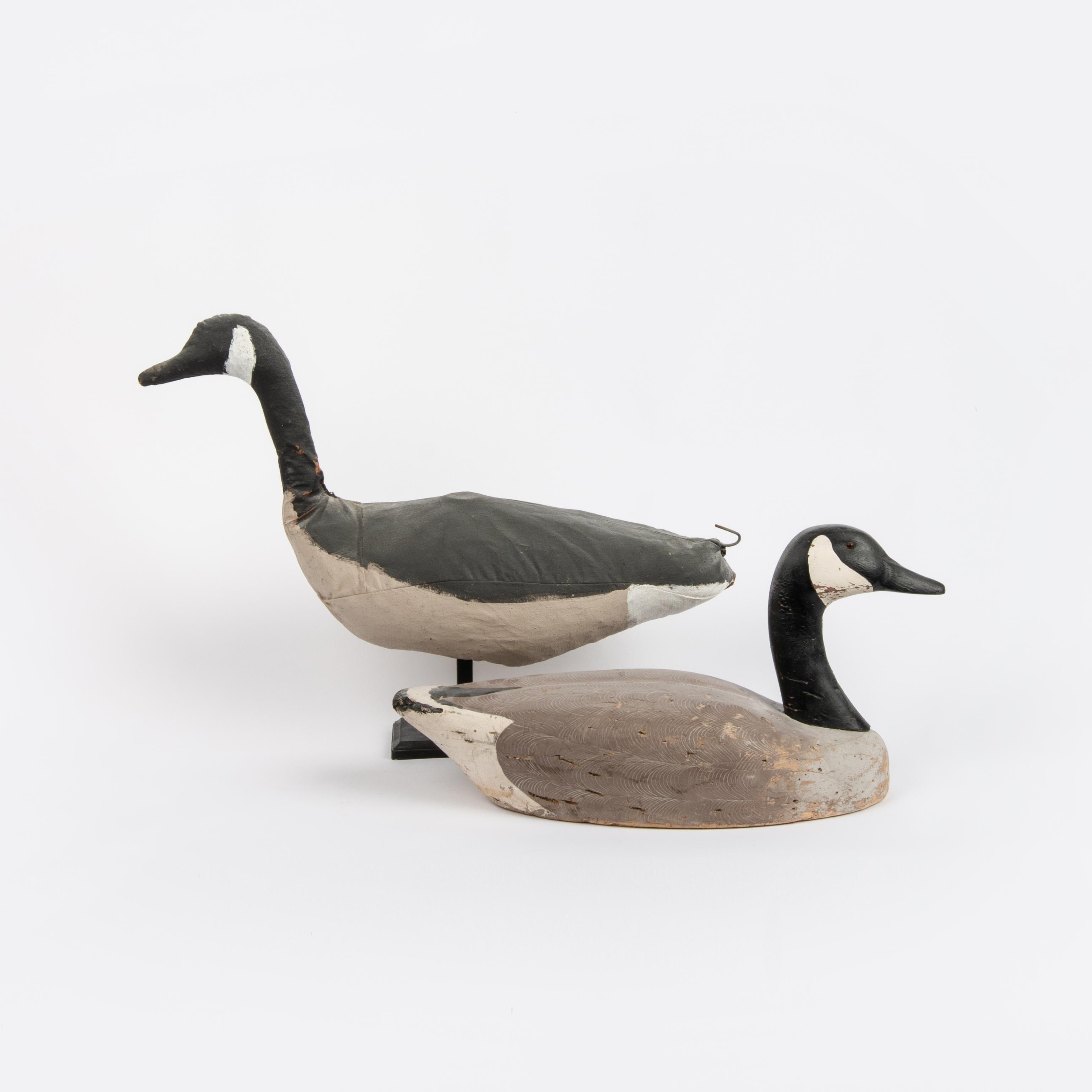 Appraisal: CANADA GOOSE DECOYS TH C PAIR Two large th century