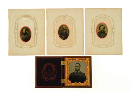 Appraisal: LOT OF A CASED DAGUERREOTYPE AND TINTYPES OF UNION GENERALS