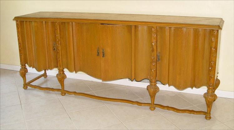 Appraisal: LARGE CONTINENTAL OAK SIDEBOARD Great for conversion to kitchen cabinets