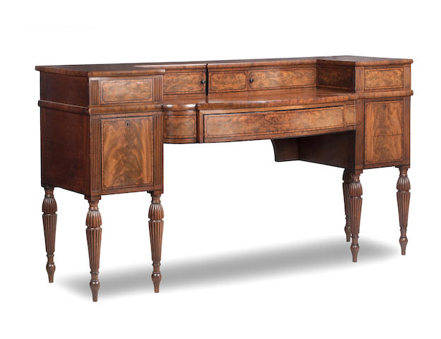 Appraisal: A glasgow regency stage-back sideboard The rectangular bow-fronted top with