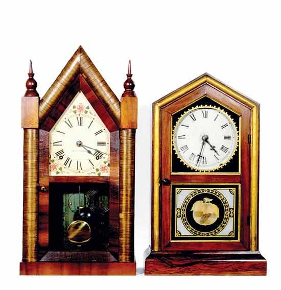 Appraisal: American wood case mantel clocks mid th century eight-day time