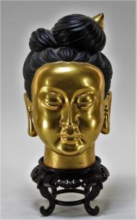 Appraisal: Japanese Gilt Porcelain Head of Geisha JAPAN TH CENTURY A