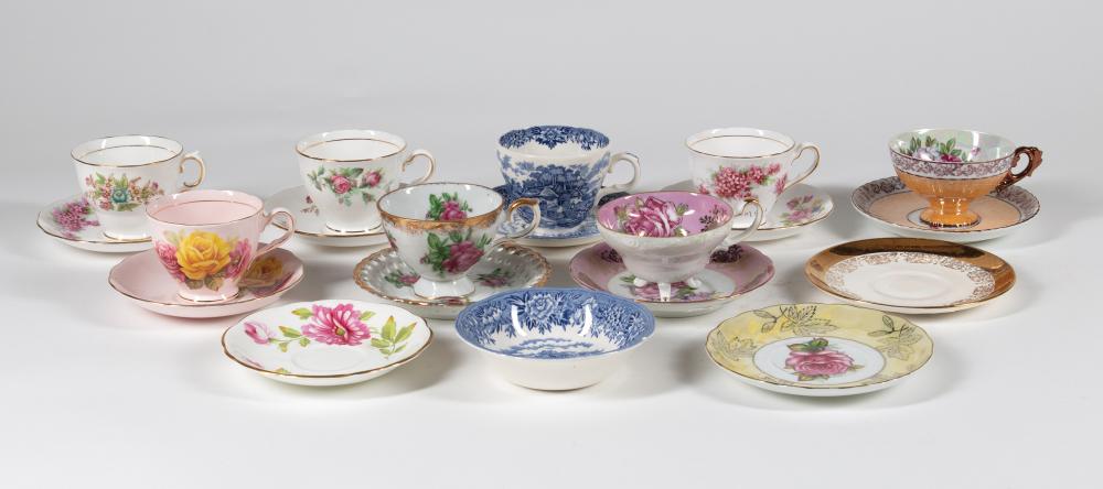 Appraisal: Eight English and American Porcelain Tea Cups and Saucers th