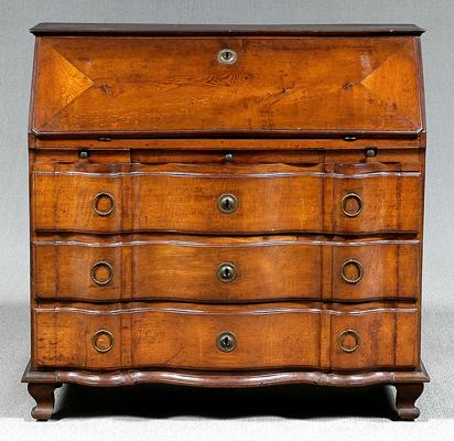 Appraisal: Northern European baroque desk oak with pine secondary dovetailed construction