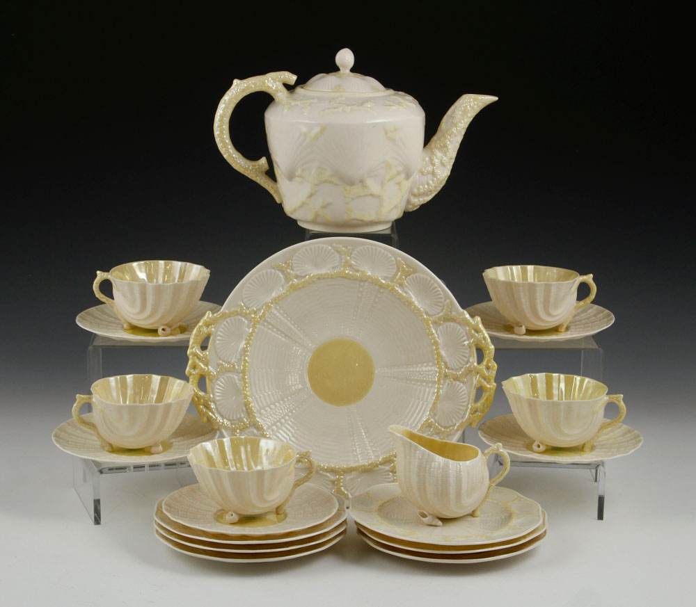 Appraisal: - Irish Belleek Dessert Set Irish Belleek dessert set shell