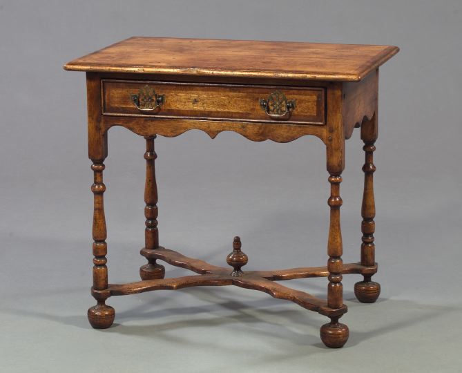 Appraisal: Provincial Louis XV-Style Banded and Waxed Mahogany Side Table the