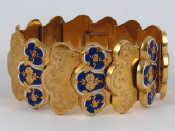 Appraisal: A fine antique carat gold blue and white enamel bracelet