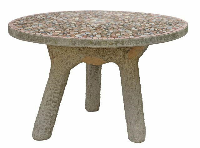 Appraisal: Cast concrete patio garden table attributed to Emile Taugourdeau French