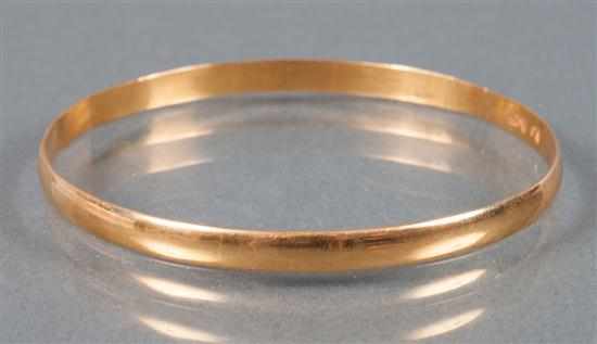 Appraisal: K yellow gold bangle bracelet approximately grams Estimate - Any