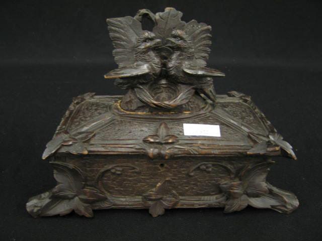 Appraisal: Black Forest Victorian Carved Wooden Dresser Box birds on top