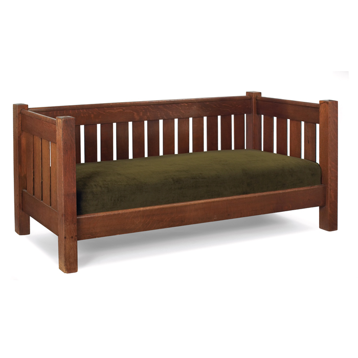 Appraisal: J M Young settle even-arm form with fourteen slats at