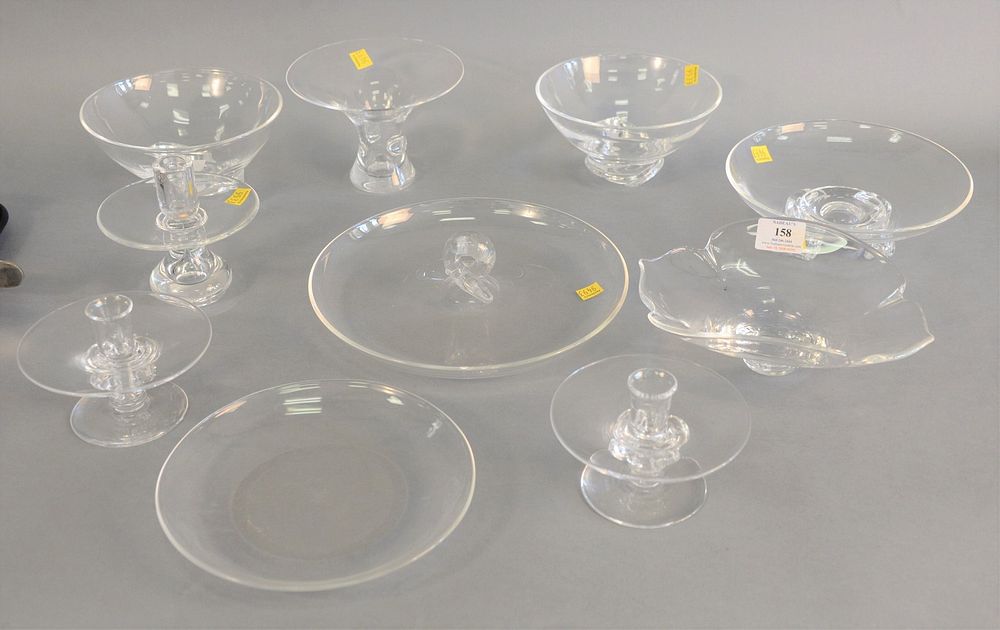 Appraisal: Group of ten Steuben glass pieces to include footed dish