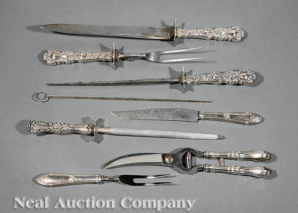 Appraisal: A Group of Antique and Vintage Sterling Silver Carving Utensils