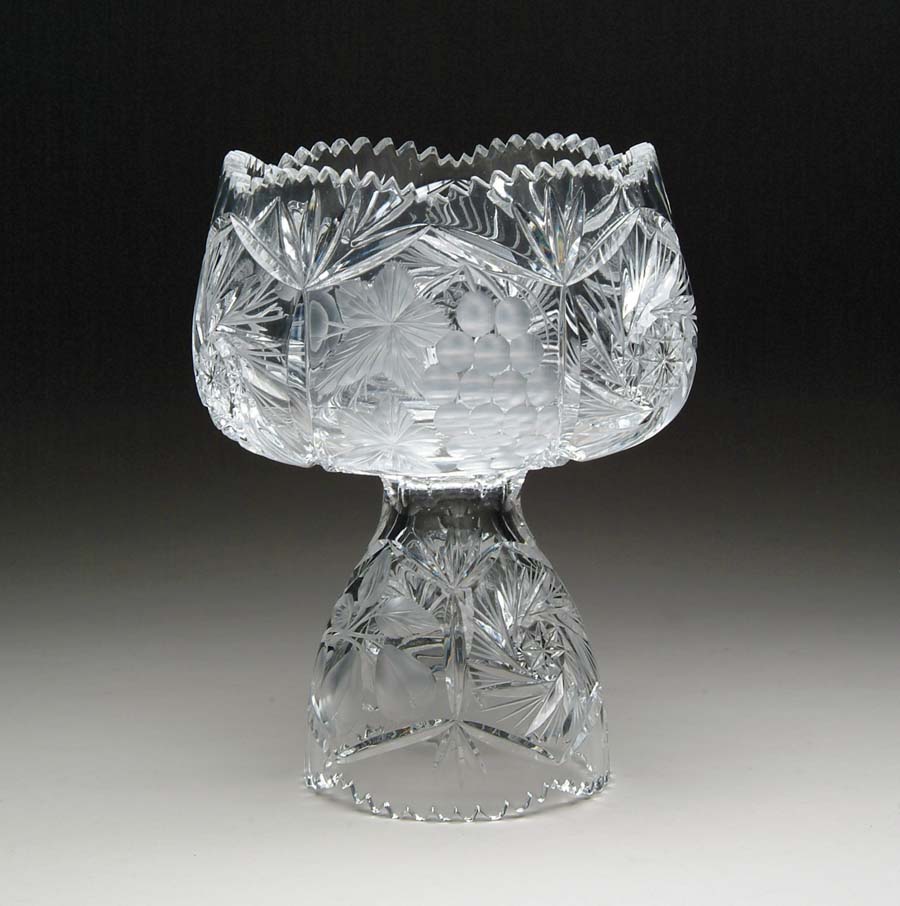 Appraisal: TWO PIECE CUT GLASS PUNCHBOWL Two piece punchbowl is cut