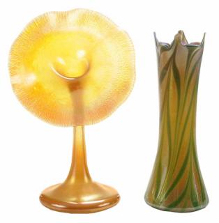 Appraisal: Two Kew Blas Art Glass Vases Union Art Glass Somerville