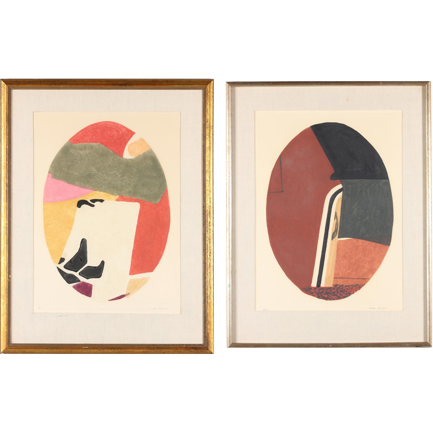 Appraisal: Max Papart Fr - Two Oval Compositions aquatint etchings with