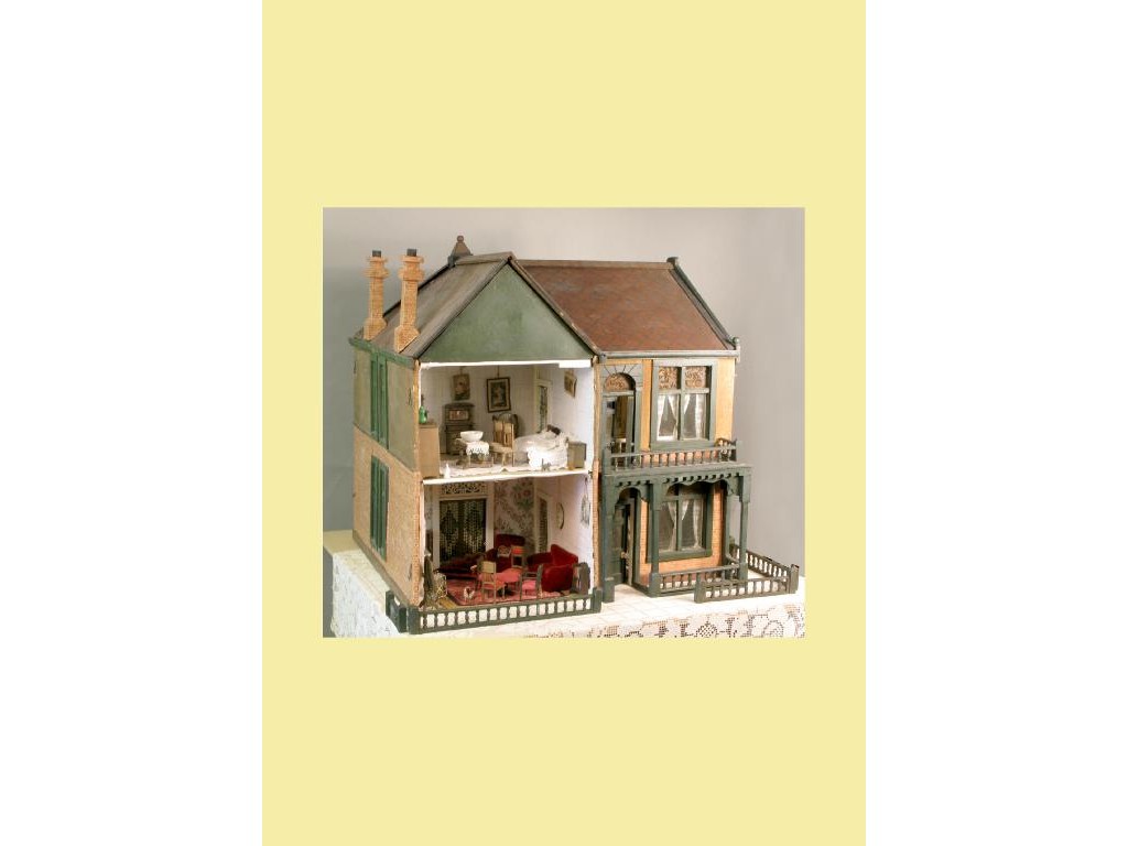 Appraisal: A Victorian doll's town house and furnishings painted wood with