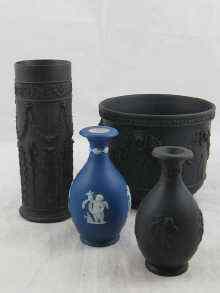 Appraisal: Wedgwood black basalt a spill vase cm high a cachepot