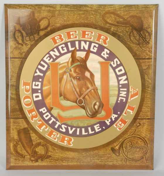 Appraisal: Tin Yuengling Beer Sign Description Beautiful image of horse with