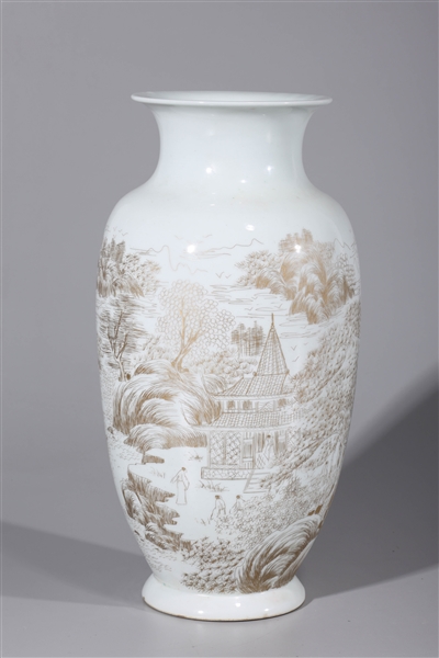 Appraisal: Chinese white porcelain vase with gilt landscape design with six-character