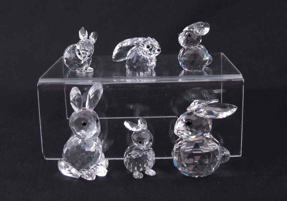 Appraisal: SWAROVSKI CRYSTAL RABBIT FIGURINES To include LARGE RABBIT Max Schreck