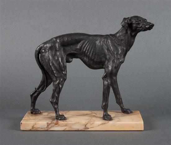 Appraisal: Continental patinated bronze figure of a greyhound late th century