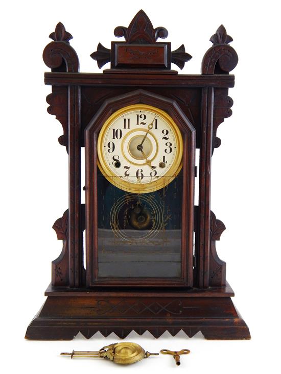 Appraisal: Gingerbread style shelf clock late th C Ingraham Co Bristol