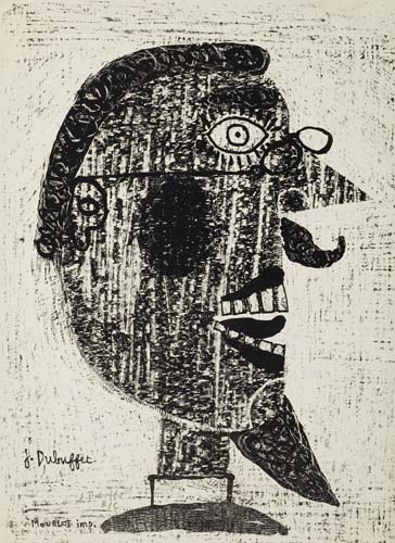 Appraisal: JEAN DUBUFFET Barbu lunettes Lithograph x mm x inches full