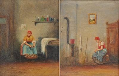 Appraisal: Imre Perlmutter Hungarian - A pair of interior genre scenes